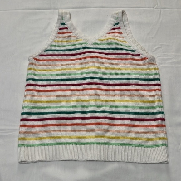Loft Petites Striped Button Down Sweater Tank - Picture 2 of 3